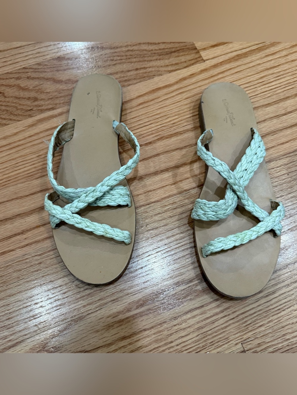 Braided Slide Sandals in Light Mint - Women
